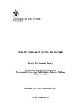 Relações Públicas No Futebol Em Portugal