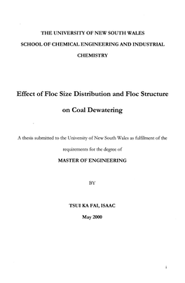 Effect of Floc Size Distribution and Floc Structure on Coal Dewatering