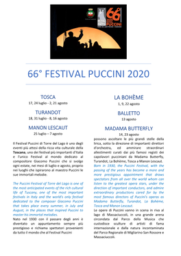 66° Festival Puccini 2020