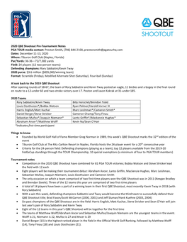 2020 QBE Shootout Pre-Tournament Notes PGA TOUR Media Contact
