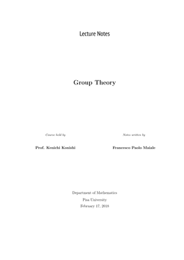 Lecture Notes Group Theory