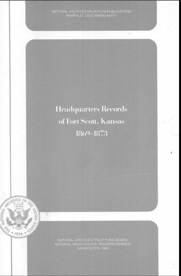 Headquarters Records of Fort Scott, Kansas 1869-1873