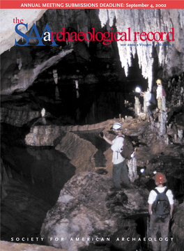 Saaarchaeologicalrecord the Magazine of the Society for American Archaeology Volume 2, No