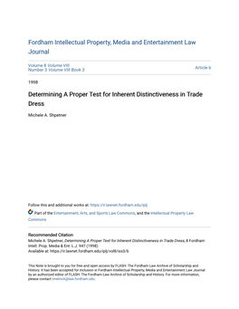 Determining a Proper Test for Inherent Distinctiveness in Trade Dress