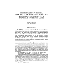 Deconstructing Antisocial Personality Disorder and Psychopathy: a Guidelines-Based Approach to Prejudicial Psychiatric Labels