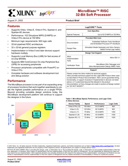 Microblaze RISC 32-Bit Soft Processor