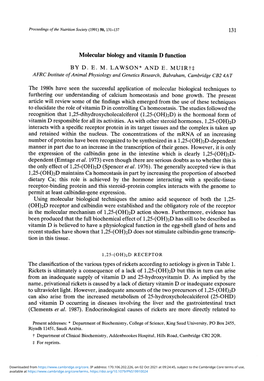 Molecular Biology and Vitamin D Function