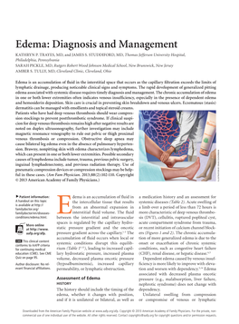 Edema: Diagnosis and Management KATHRYN P