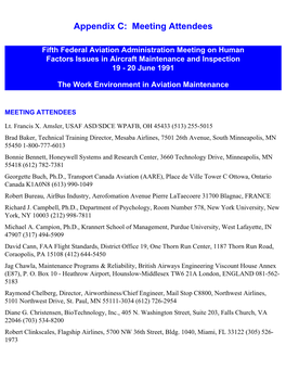 Appendix C: Meeting Attendees