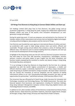 CLP Brings Free Electrons to Hong Kong to Connect Global Utilities and Start-Ups