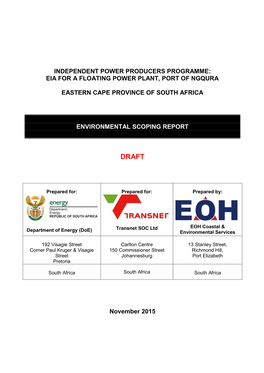 Eia for a Floating Power Plant, Port of Ngqura Eastern Cape Province of South Africa