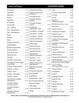 I CATEGORY INDEX Yellow Netpages™