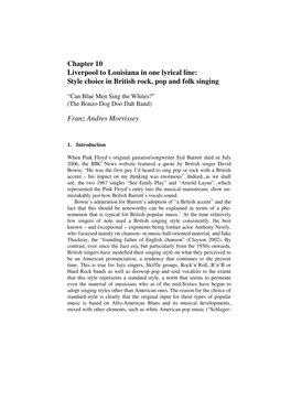 Chapter 10 Liverpool to Louisiana in One Lyrical Line: Style Choice in British Rock, Pop and Folk Singing