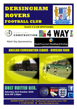 Dersingham Rovers Football Club Main Club Sponsors