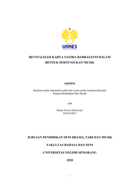 Revitalisasi Karya Sastra Badrasanti Dalam Bentuk Pertunjukan Musik