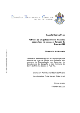 Histórias Escondidas Na Paisagem Florestal De Grumari, RJ Dissertação D