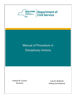 Manual of Procedure in Disciplinary Actions