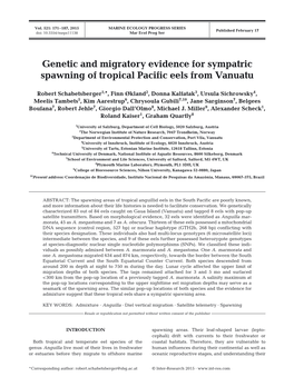 Genetic and Migratory Evidence for Sympatric Spawning of Tropical Pacific Eels from Vanuatu