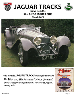 JAGUAR TRACKS News from the SAN DIEGO JAGUAR CLUB March 2021