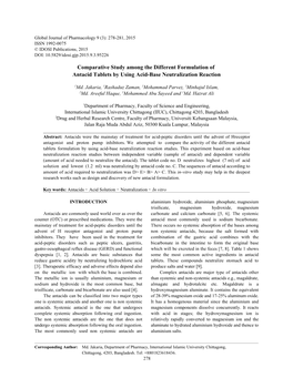 Comparative Study Among the Different Formulation of Antacid Tablets by Using Acid-Base Neutralization Reaction