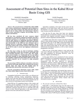 Assessment of Potential Dam Sites in the Kabul River Basin Using GIS