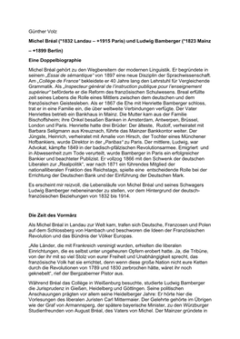 Günther Volz Michel Bréal (*1832 Landau – +1915 Paris) Und Ludwig Bamberger (*1823 Mainz – +1899 Berlin) Eine Doppelbiogr