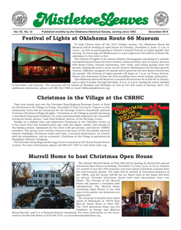 Festival of Lights at Oklahoma Route 66 Museum Christmas in the Village at the CSRHC Murrell Home to Host Christmas Open House