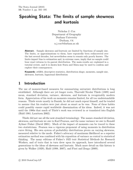 Speaking Stata: the Limits of Sample Skewness and Kurtosis