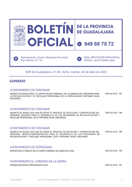 BOP De Guadalajara, Nº. 65, Fecha: Martes, 02 De Abril De 2019