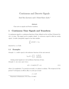 Continuous and Discrete Signals