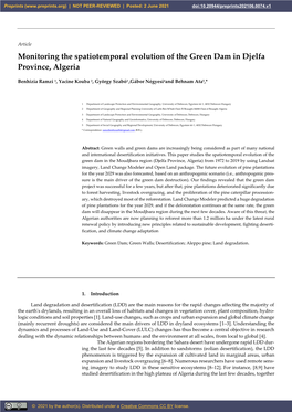 Monitoring the Spatiotemporal Evolution of the Green Dam in Djelfa Province, Algeria