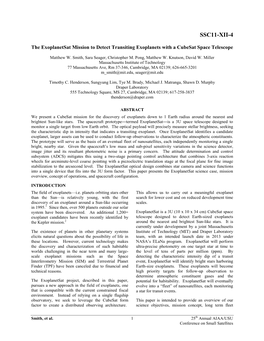 The Exoplanetsat Mission to Detect Transiting Exoplanets with a Cubesat Space Telescope