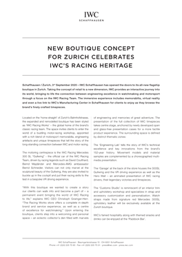 New Boutique Concept for Zurich Celebrates Iwc's