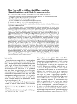 Time-Course of Pyrrolizidine Alkaloid Processing in the Alkaloid