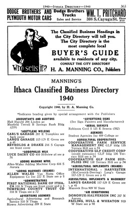 Ithaca Classified Business Directory 1940