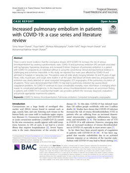 Increased Pulmonary Embolism in Patients with COVID-19