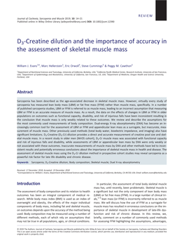 D3-Creatine Dilution and the Importance of Accuracy in the Assessment of Skeletal Muscle Mass