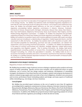 ANN E. BULKLEY Senior Vice President REPRESENTATIVE PROJECT EXPERIENCE Ms. Bulkley Has Provided a Range of Advisory Services