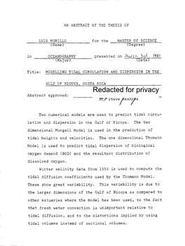 Redacted for Privacy Abstract Approved: R Steve