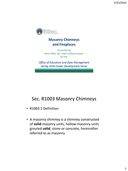 Sec. R1003 Masonry Chimneys