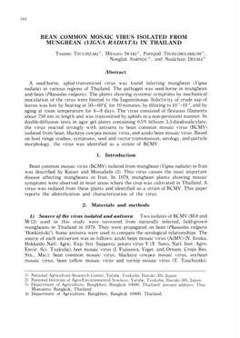 Bean Common Mosaic Virus Isolated from Mungbean (Vigna Radiata) in Thailand