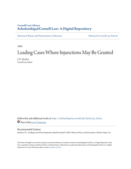 Leading Cases Where Injunctions May Be Granted J