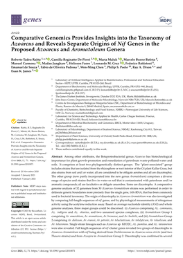 Comparative Genomics Provides Insights Into the Taxonomy of Azoarcus and Reveals Separate Origins of Nif Genes in the Proposed Azoarcus and Aromatoleum Genera