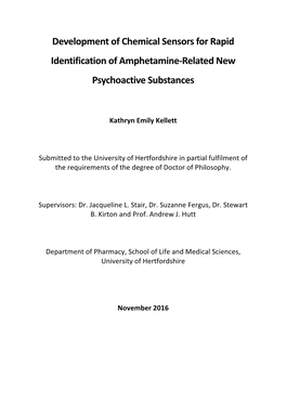 Development of Chemical Sensors for Rapid Identification of Amphetamine-Related New Psychoactive Substances