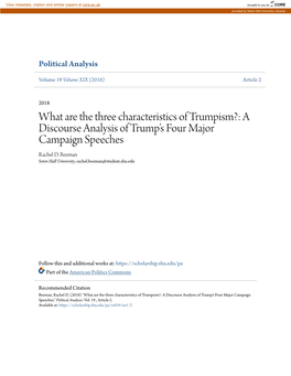 Trumpism?: a Discourse Analysis of Trump’S Four Major Campaign Speeches Rachel D