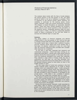 Analysis of Financial Statistics: January-March 1971 329. 1970. 1970. 1971