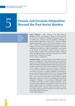 Eurasia and Eurasian Integration: Beyond the Post-Soviet Borders” and Eurasian Integration