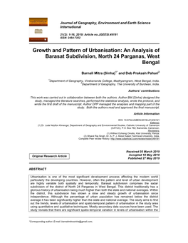 An Analysis of Barasat Subdivision, North 24 Parganas, West Bengal