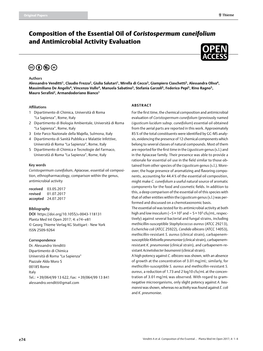 Composition of the Essential Oil of Coristospermum Cuneifolium and Antimicrobial Activity Evaluation