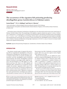 The Occurrence of the Ciguatera Fish Poisoning Producing Dinoflagellate Genusgambierdiscus in Pakistan Waters